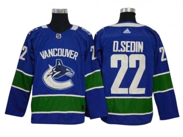 Vancouver Canucks #22 Daniel Sedin Blue Home Jersey by Hockey David