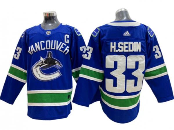 Vancouver Canucks #33 Henrik Sedin Blue Home Jersey by Hockey David