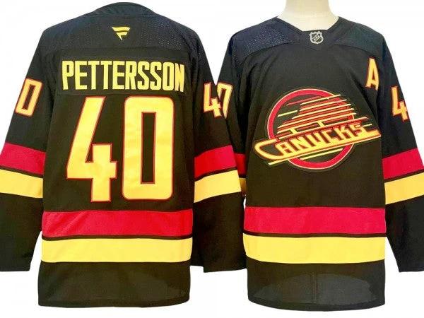 Vancouver Canucks #40 Elias Pettersson Black 2024 Alternate Jersey by Hockey David