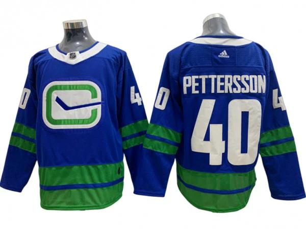 Vancouver Canucks #40 Elias Pettersson Blue Alternate Jersey by Hockey David