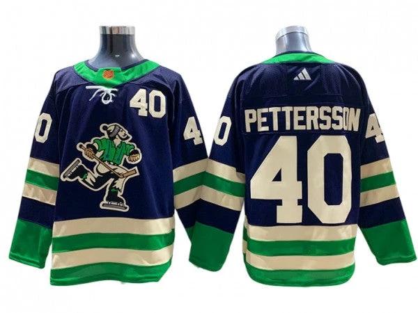 Vancouver Canucks #40 Elias Pettersson Navy 2022&23 Reverse Retro Jersey by Hockey David