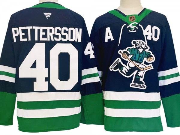Vancouver Canucks #40 Elias Pettersson Navy Reverse Retro 2024 Jersey by Hockey David