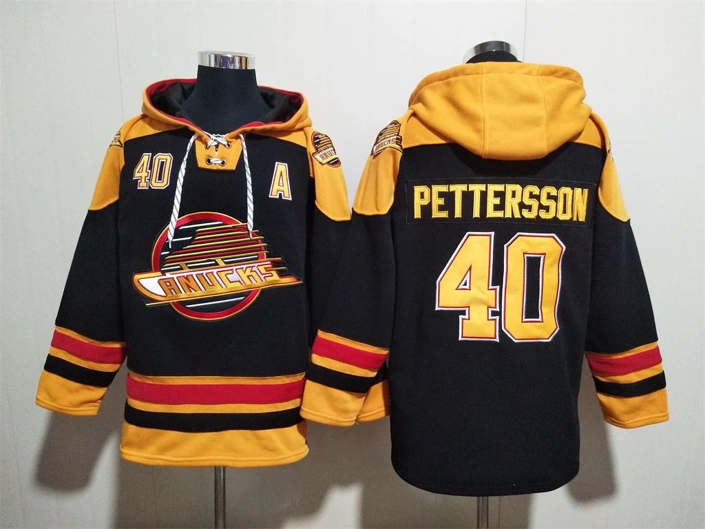 Vancouver Canucks #40 Elias Pettersson Pullover Hoodie Black by Hoodie Pullover