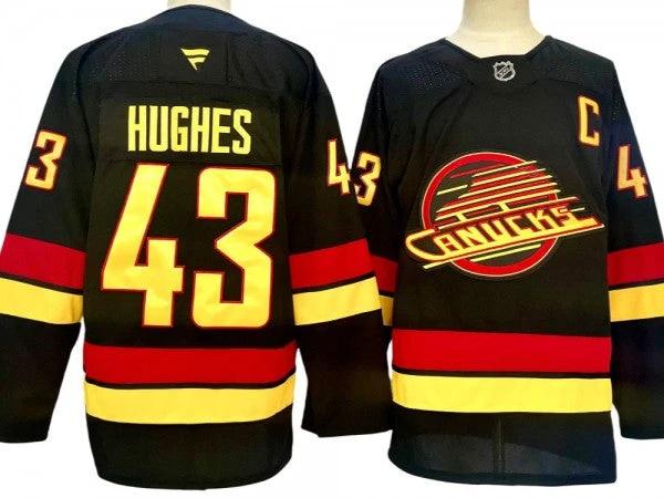 Vancouver Canucks #43 Quinn Hughes Black 2024 Alternate Jersey by Hockey David