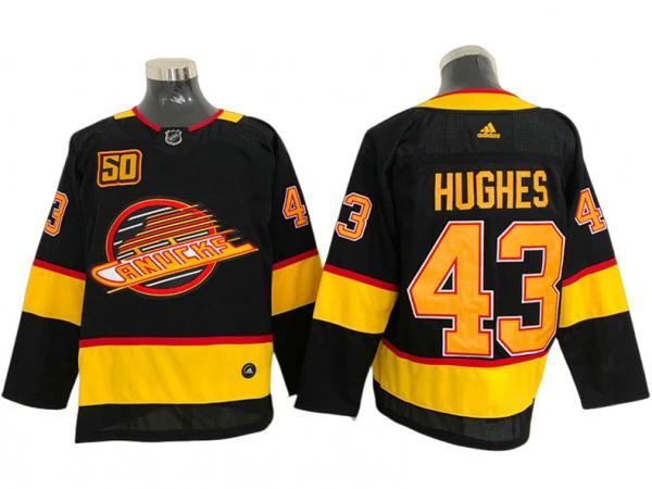 Vancouver Canucks #43 Quinn Hughes Black 50th Jersey by Hockey David