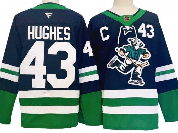 Vancouver Canucks #43 Quinn Hughes Navy Reverse Retro 2024 Jersey by Hockey David