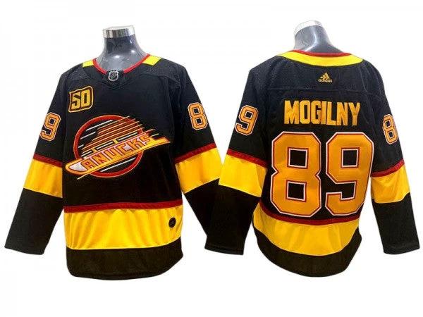 Vancouver Canucks #89 Alexander Mogilny Black 50TH Jersey by Hockey David