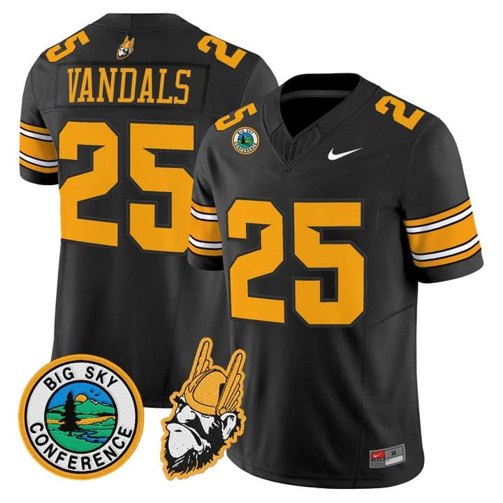 Vandals Jersey #25 Idaho Vandals 1975 Throwback Limited Stitched Black by My Store NCAA Football Jerseys