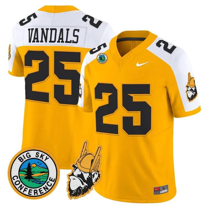 Vandals Jersey #25 Idaho Vandals 1975 Throwback Limited Stitched Gold Alter by My Store NCAA Football Jerseys