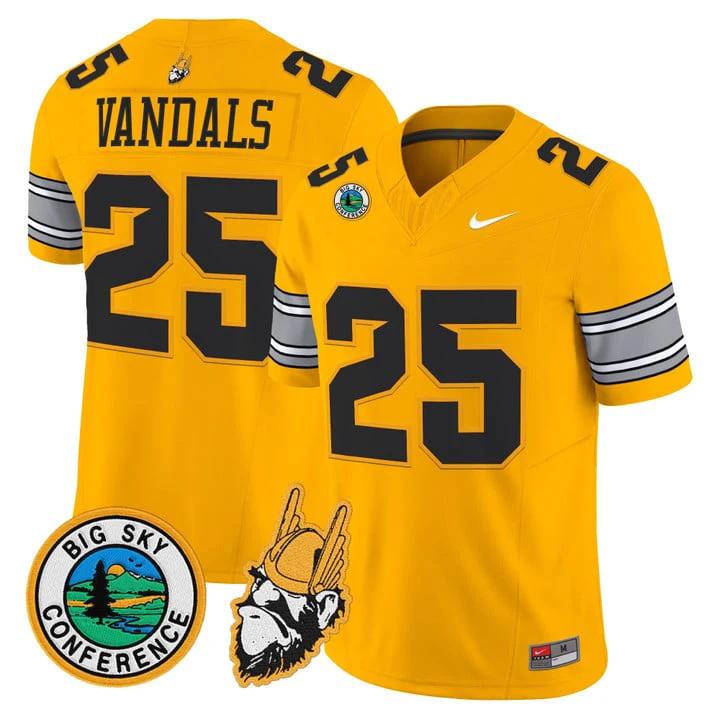 Vandals Jersey #25 Idaho Vandals 1975 Throwback Limited Stitched by My Store NCAA Football Jerseys