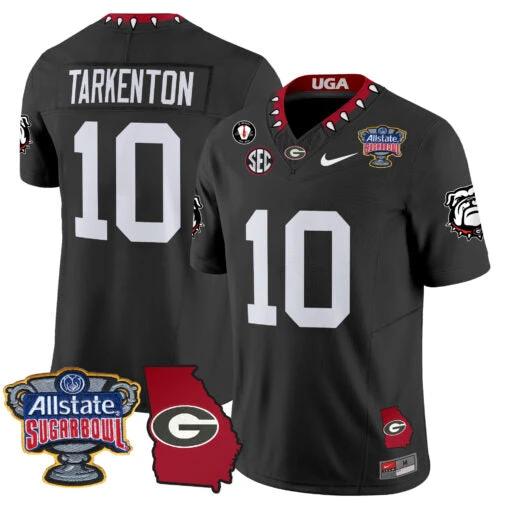 Fran Tarkenton Jersey #10 Georgia Bulldogs 2025 Sugar Bowl Patch Vapor Black by My Store