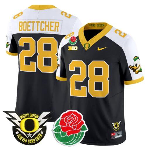 Bryce Boettcher Jersey #28 Oregon Ducks 2025 Rose Bowl Game Patch Vapor Black Alternate by My Store
