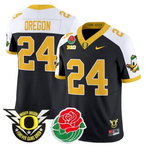 Oregon Jersey #24 Oregon Ducks 2025 Rose Bowl Game Patch Vapor Black Alternate by My Store