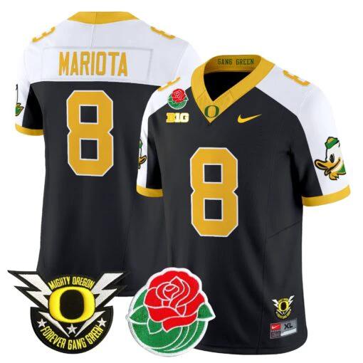 Marcus Mariota Jersey #8 Oregon Ducks 2025 Rose Bowl Game Patch Vapor Black Alternate by My Store