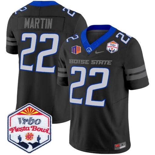 Doug Martin Jersey #22 Boise State Broncos 2025 Fiesta Bowl Patch Vapor Black by My Store