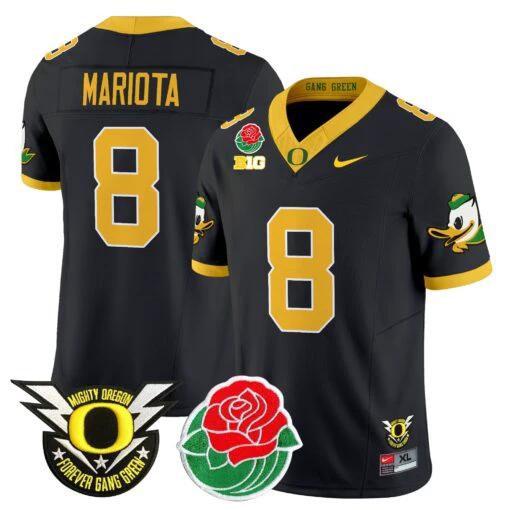Marcus Mariota Jersey #8 Oregon Ducks 2025 Rose Bowl Game Patch Vapor Black by My Store