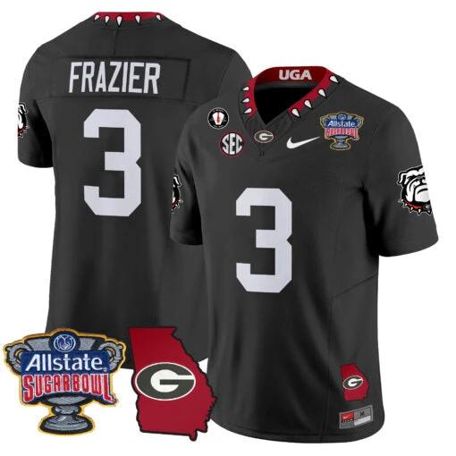 Nate Frazier Jersey #3 Georgia Bulldogs 2025 Sugar Bowl Patch Vapor Black by My Store