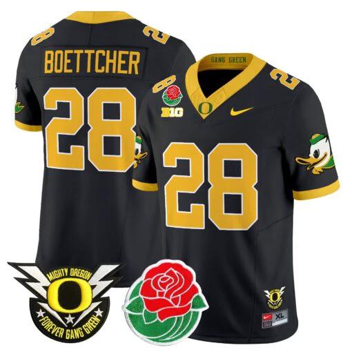 Bryce Boettcher Jersey #28 Oregon Ducks 2025 Rose Bowl Game Patch Vapor Black by My Store