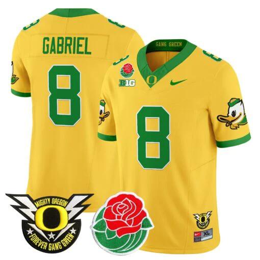 Dillon Gabriel Jersey #8 Oregon Ducks 2025 Rose Bowl Game Patch Vapor Gold by My Store
