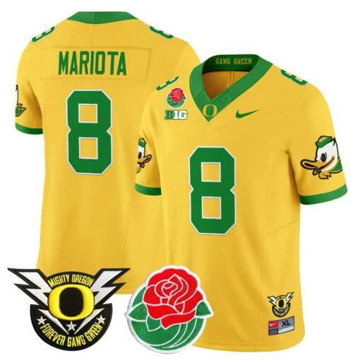 Marcus Mariota Jersey #8 Oregon Ducks 2025 Rose Bowl Game Patch Vapor Gold by My Store
