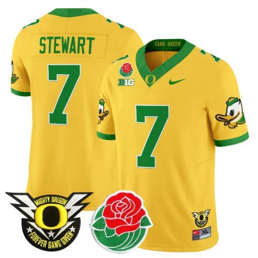Evan Stewart Jersey #7 Oregon Ducks 2025 Rose Bowl Game Patch Vapor Gold by My Store