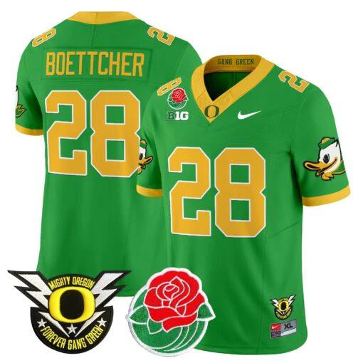 Bryce Boettcher Jersey #28 Oregon Ducks 2025 Rose Bowl Game Patch Vapor Green by My Store