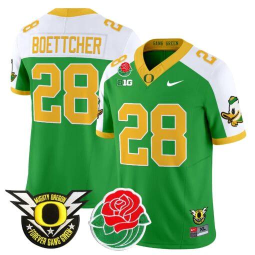 Bryce Boettcher Jersey #28 Oregon Ducks 2025 Rose Bowl Game Patch Vapor Green Alternate by My Store