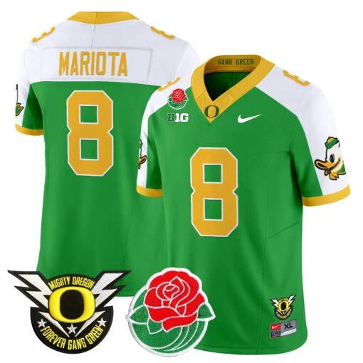 Marcus Mariota Jersey #8 Oregon Ducks 2025 Rose Bowl Game Patch Vapor Green Alternate by My Store