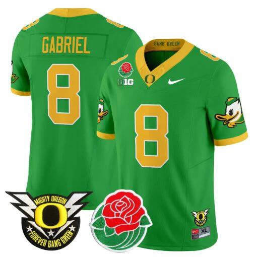 Dillon Gabriel Jersey #8 Oregon Ducks 2025 Rose Bowl Game Patch Vapor Green by My Store