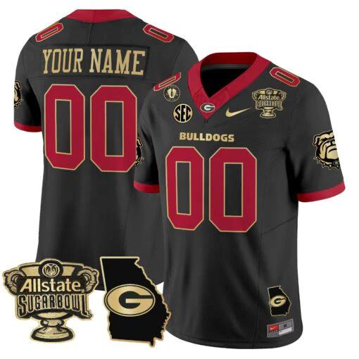 Custom Georgia Bulldogs Jersey 2025 Sugar Bowl Patch Vapor Limited Black by My Store