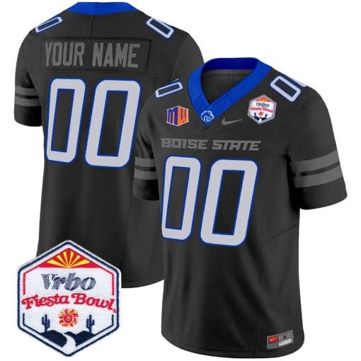 Custom Boise State Broncos Jersey 2025 Fiesta Bowl Patch Vapor Limited Black by My Store