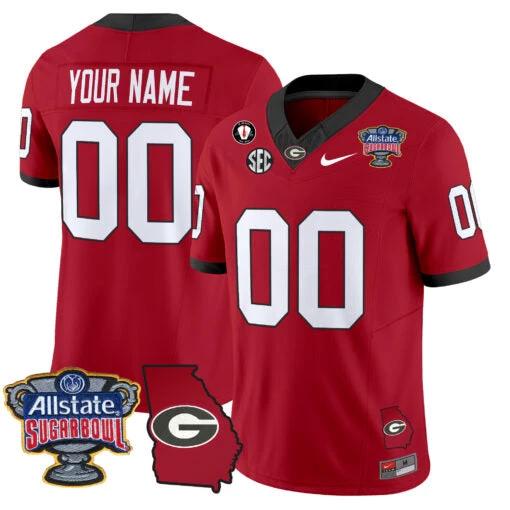 Custom Georgia Bulldogs Jersey 2025 Sugar Bowl Patch Vapor Limited Red by My Store