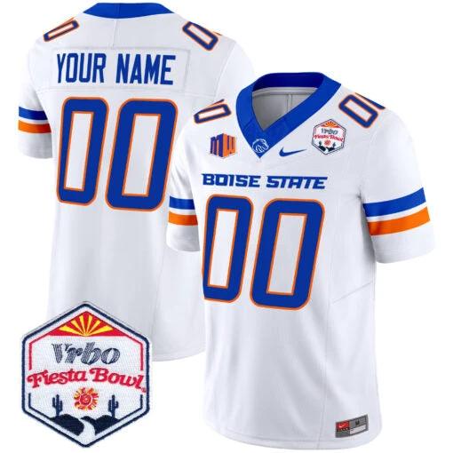Custom Boise State Broncos Jersey 2025 Fiesta Bowl Patch Vapor Limited White by My Store