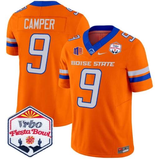 Cameron Camper Jersey #9 Boise State Broncos 2025 Fiesta Bowl Patch Vapor Orange Alternate by My Store