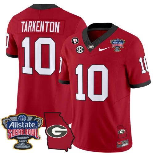 Fran Tarkenton Jersey #10 Georgia Bulldogs 2025 Sugar Bowl Patch Vapor Red by My Store