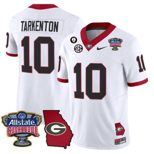 Fran Tarkenton Jersey #10 Georgia Bulldogs 2025 Sugar Bowl Patch Vapor White by My Store