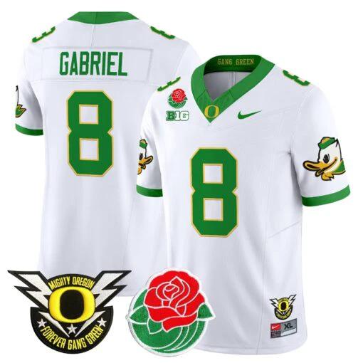 Dillon Gabriel Jersey #8 Oregon Ducks 2025 Rose Bowl Game Patch Vapor White by My Store
