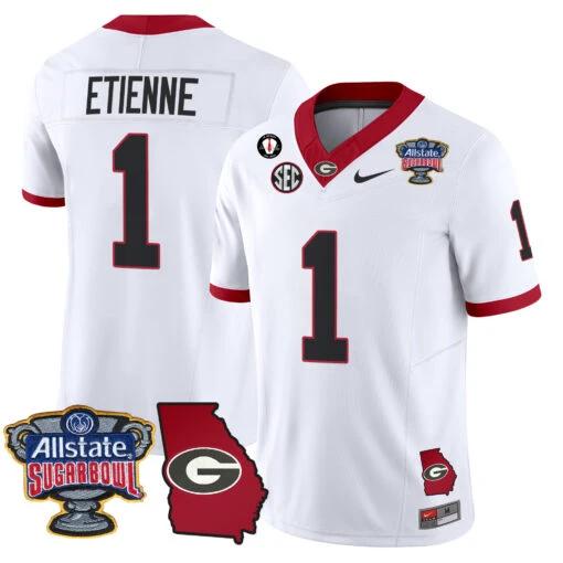 Trevor Etienne Jersey #1 Georgia Bulldogs 2025 Sugar Bowl Patch Vapor White by My Store