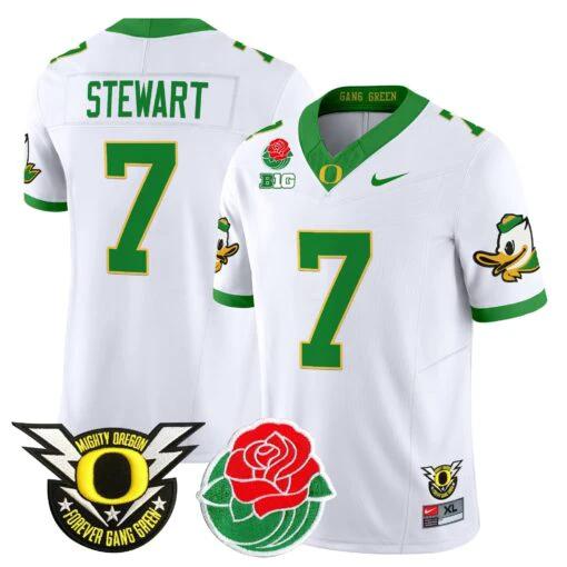 Evan Stewart Jersey #7 Oregon Ducks 2025 Rose Bowl Game Patch Vapor White by My Store