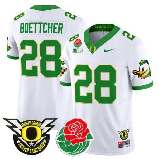 Bryce Boettcher Jersey #28 Oregon Ducks 2025 Rose Bowl Game Patch Vapor White by My Store