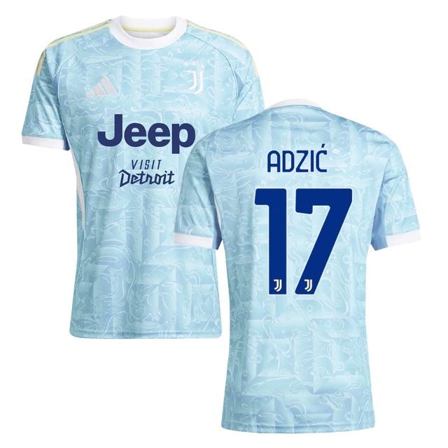 Vasilije Adžić 17 Juventus 2025-26 Away Match Jersey – Light Blue by Soccer Jersey