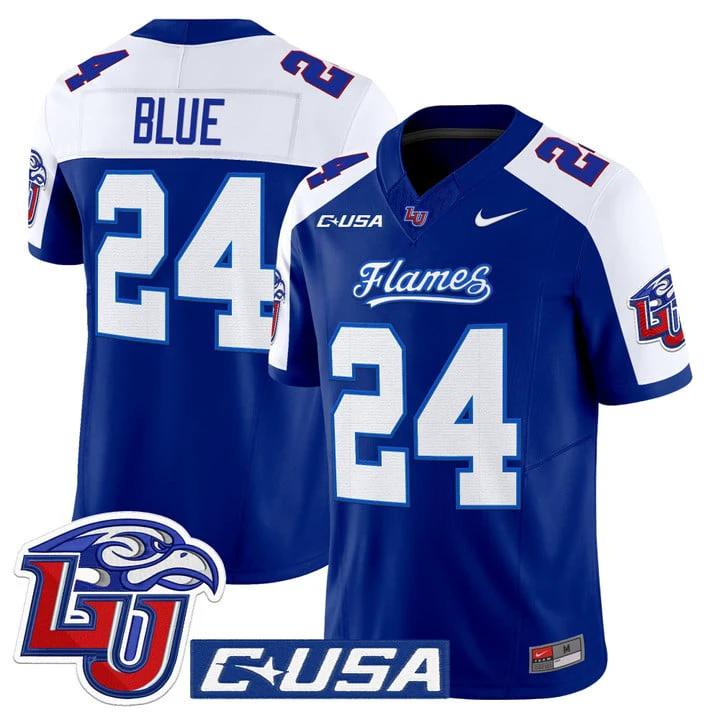 Vaughn Blue Jersey #24 Liberty Flames 2025 Vapor Limited Stitched Navy Alter by My Store NCAA Football Jerseys
