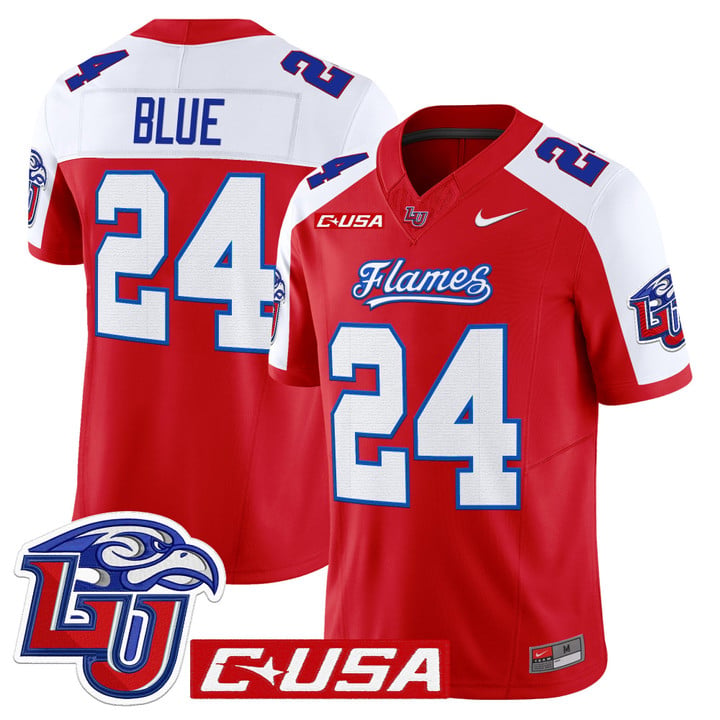 Vaughn Blue Jersey #24 Liberty Flames 2025 Vapor Limited Stitched Red Alter by My Store NCAA Football Jerseys