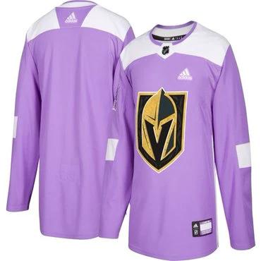 Vegas Golden Knights Purple Pink Custom Hockey Fights Cancer Practice Jersey by Hockey David