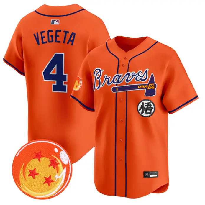 Vegeta Jersey #4 Atlanta Braves Dragon Ball Premier Stitched by My Store