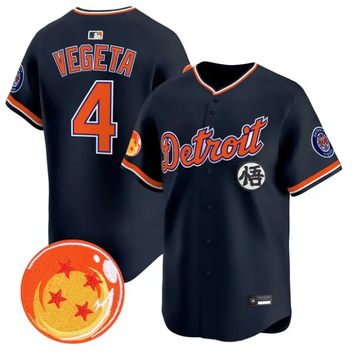 Vegeta Jersey #4 Detroit Tigers Dragon Ball Premier Stitched by My Store