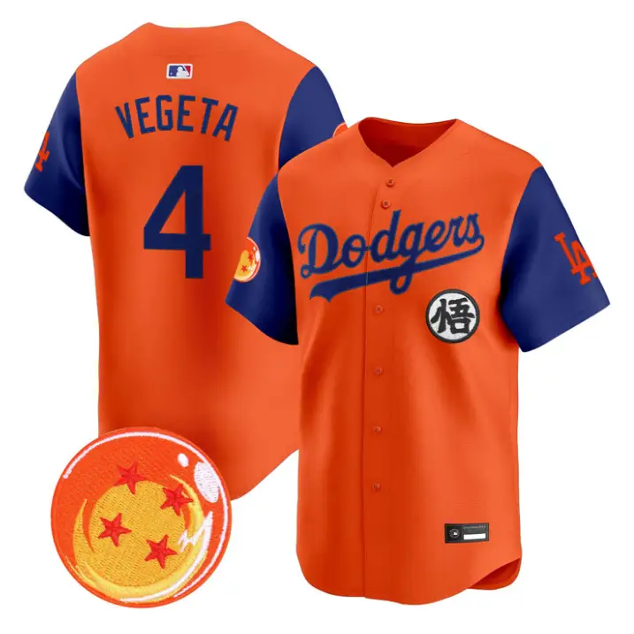Vegeta Jersey #4 Dodgers Dragon Ball Vapor Premier Limited Stitched by My Store