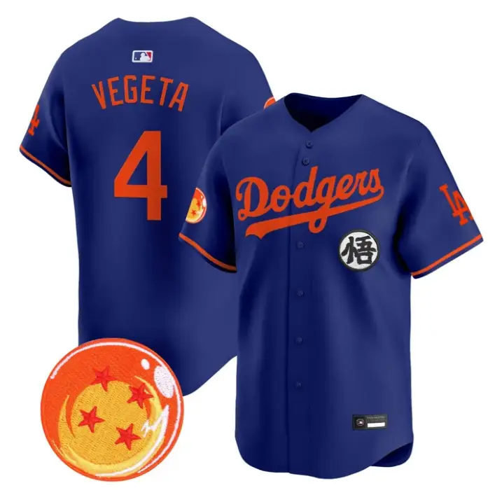 Vegeta Jersey #4 Dodgers Dragon Ball Vapor Premier Limited Stitched by My Store