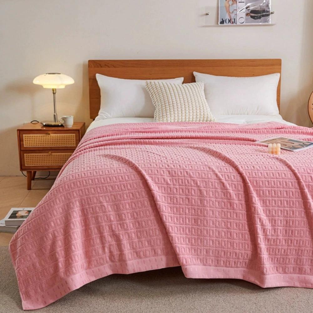 Waffle Cotton Summer Bedspread Throw Blanket by Casa & Beyond