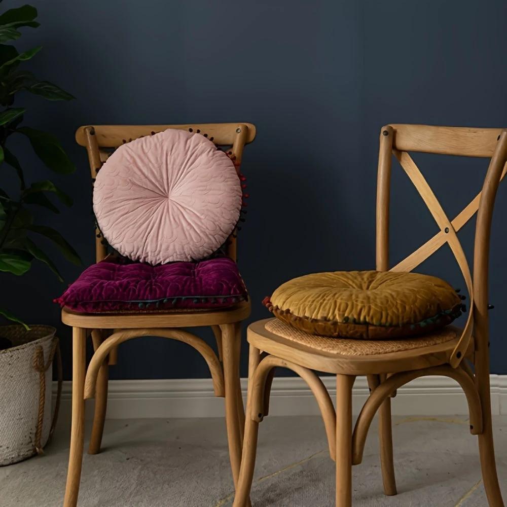 Veloura Round Vintage Quilted Ottoman Cushion Pad by Casa & Beyond